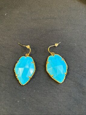 Kendra Scott Blue Faceted Teardrop Dangle Earrings - Gold Frame